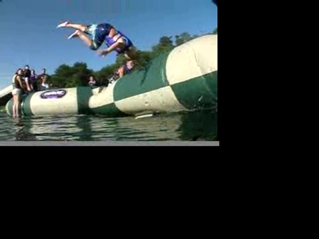 Rave Sports&reg; Aqua Jump&reg; 25 with Launch &amp; Log Northwoods Edition Water Park&#153; Sand / Forest Green - image 3 from the video